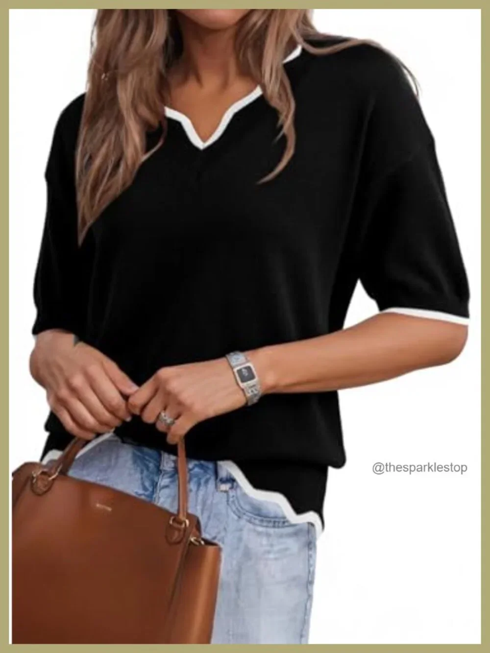 Women's Cotton Short Sleeve V-Neck Knit Sweater Lightweight Casual Pullover Top